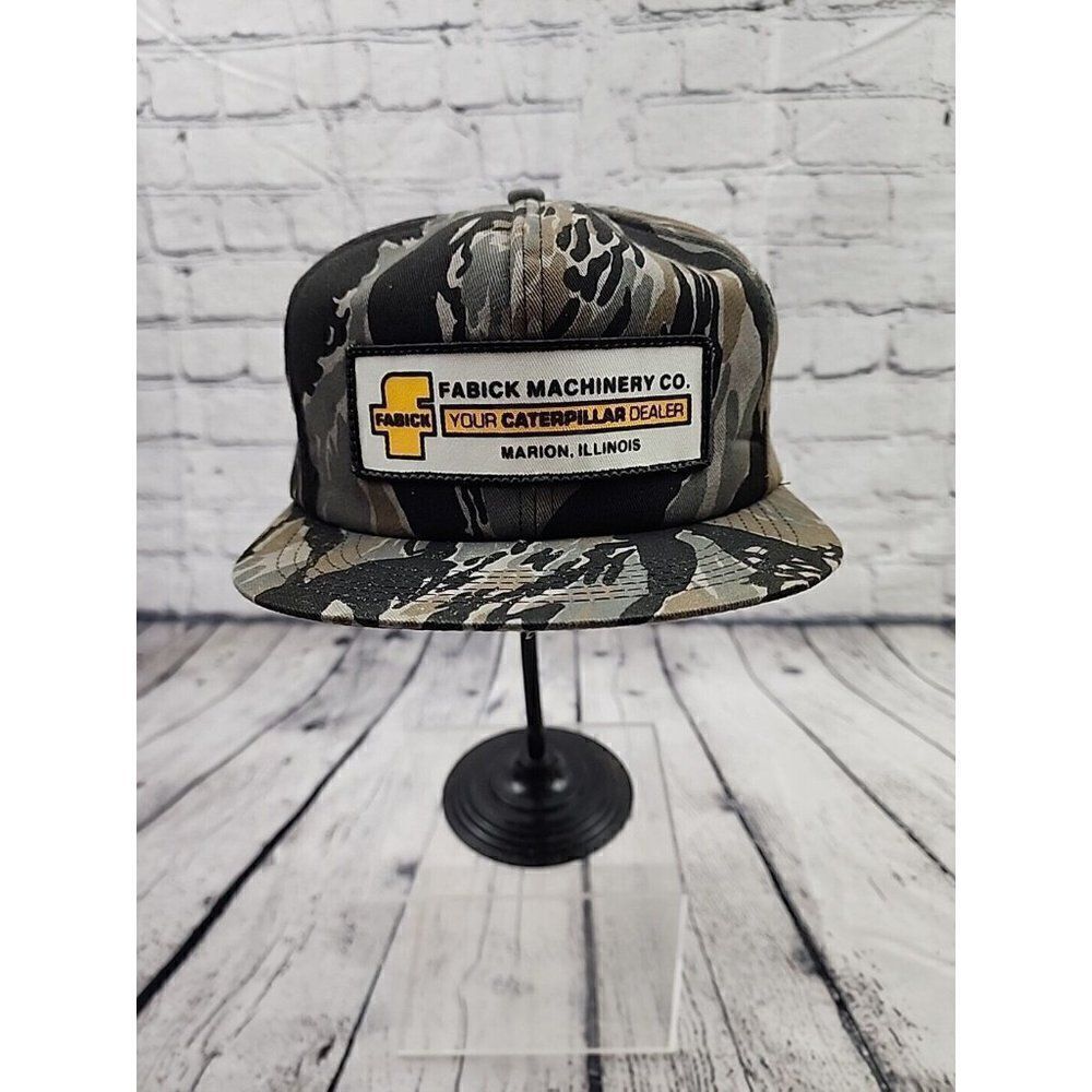 NOS Vtg K-BRAND Product FABICK MACHINERY Cat Caterpillar Snapback PATCH Camo Hat